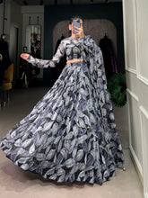 Black Color Printed With Hotfix Tubby Silk Lehenga Choli